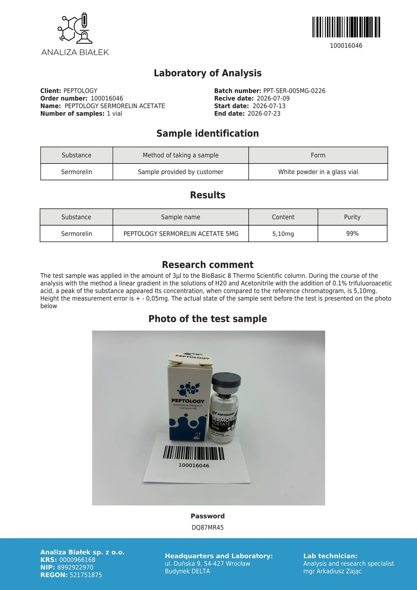 Sermorelin Acetate 5 mg – Stimulátor rastového hormónu (GHRH) – obrázok 2