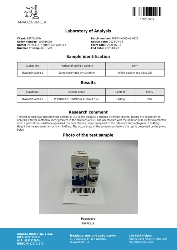 Thymosin Alpha-1 5 mg / 10mg – peptid týmusu (imunomodulátor) – obrázok 2