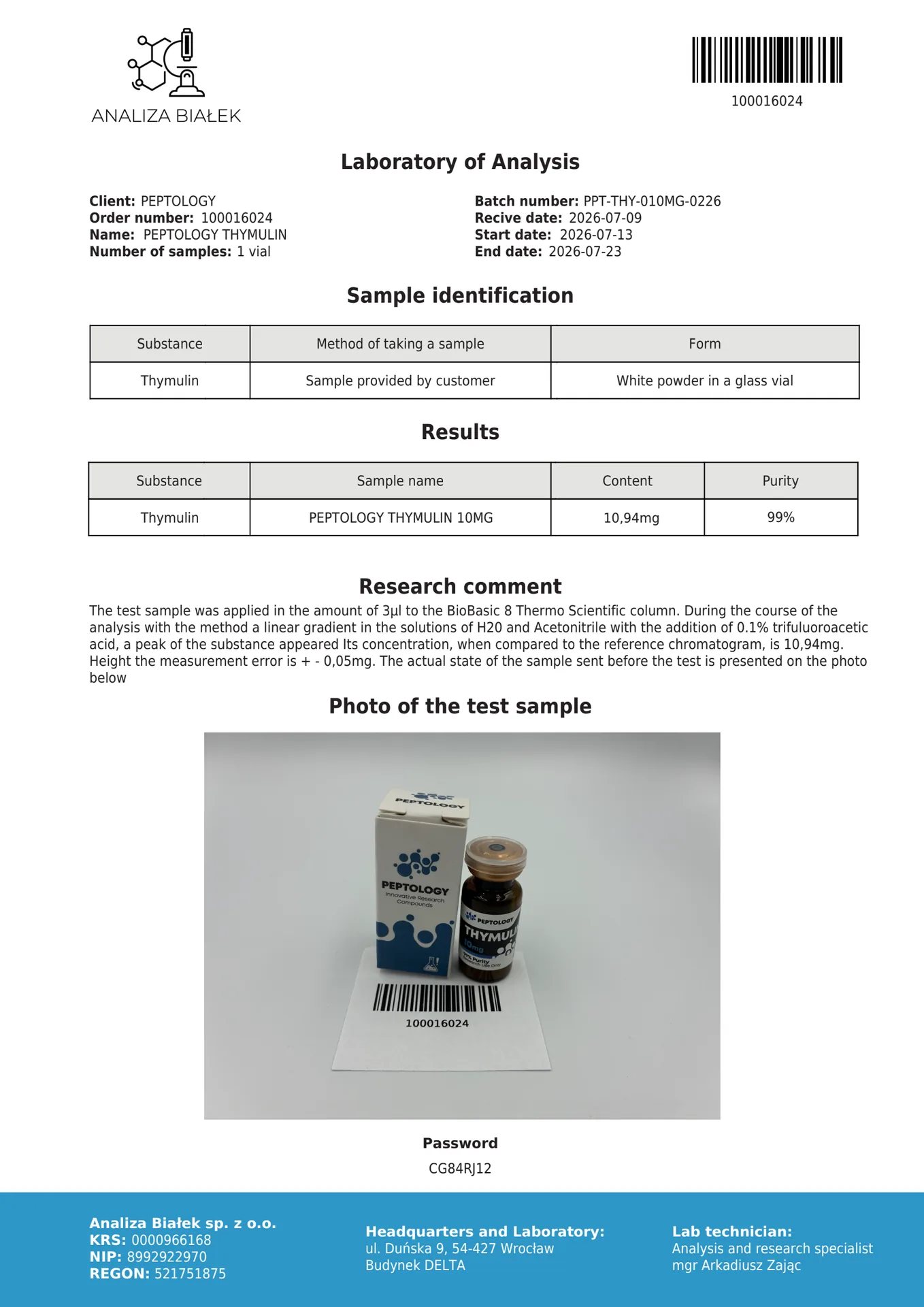 Thymulin 5mg/10 mg – neuroimunitný modulátor (peptid týmusu) – obrázok 2